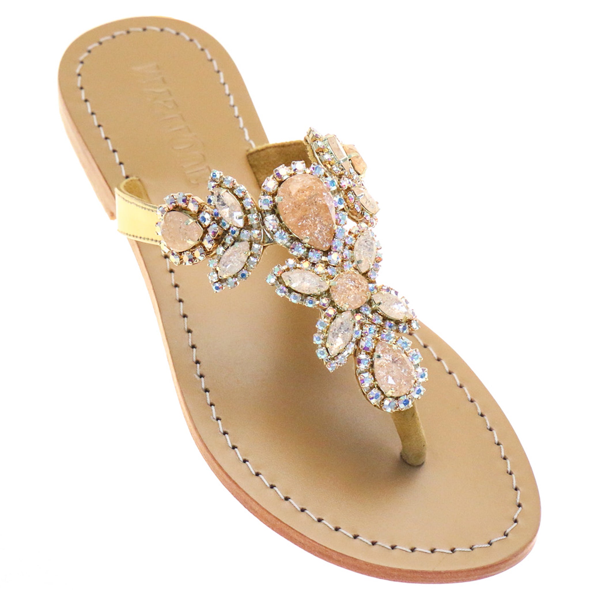 Aden - Women's Rhinestone Palm Tree Thong Sandals