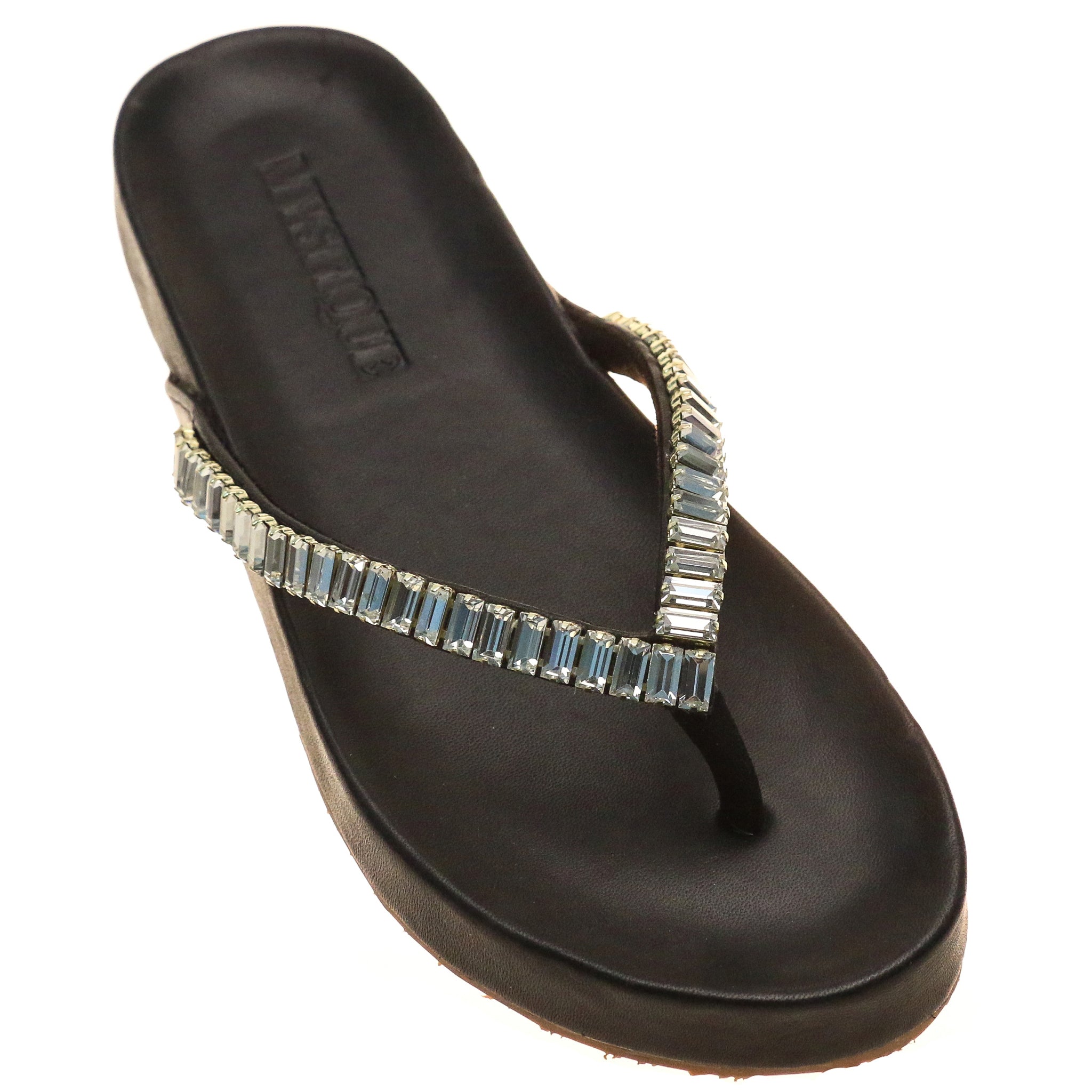 Brisbane Sandal Black- Women's Black Diamonte Slide Sandals | Mystique ...