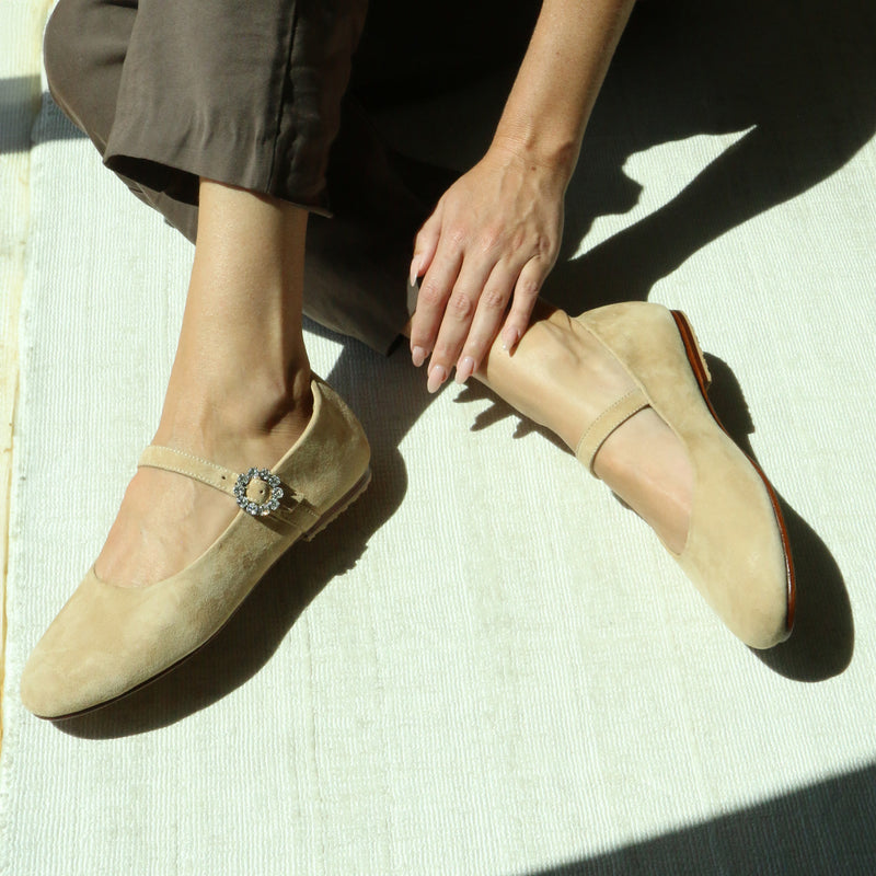 Brooklyn Ballerina Beige Suede