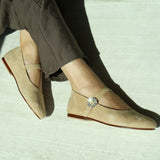 Brooklyn Ballerina Beige Suede