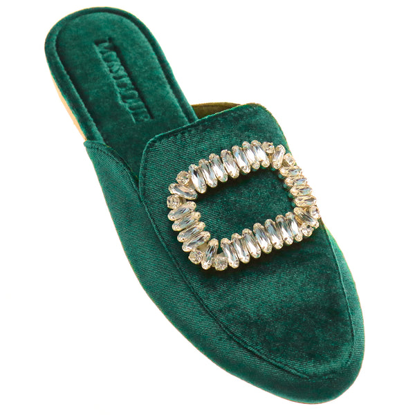 Green on sale velvet mules