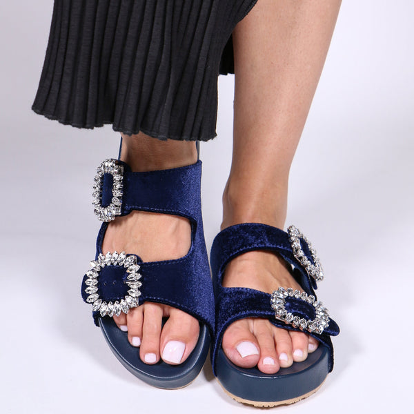 Davie Sandal Navy Velvet-In Stock