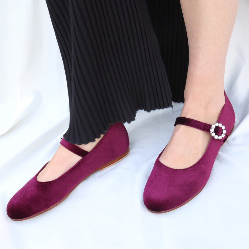 Brooklyn Ballerina Burgundy Velvet