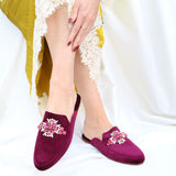 Charlotte Mule Burgundy Velvet