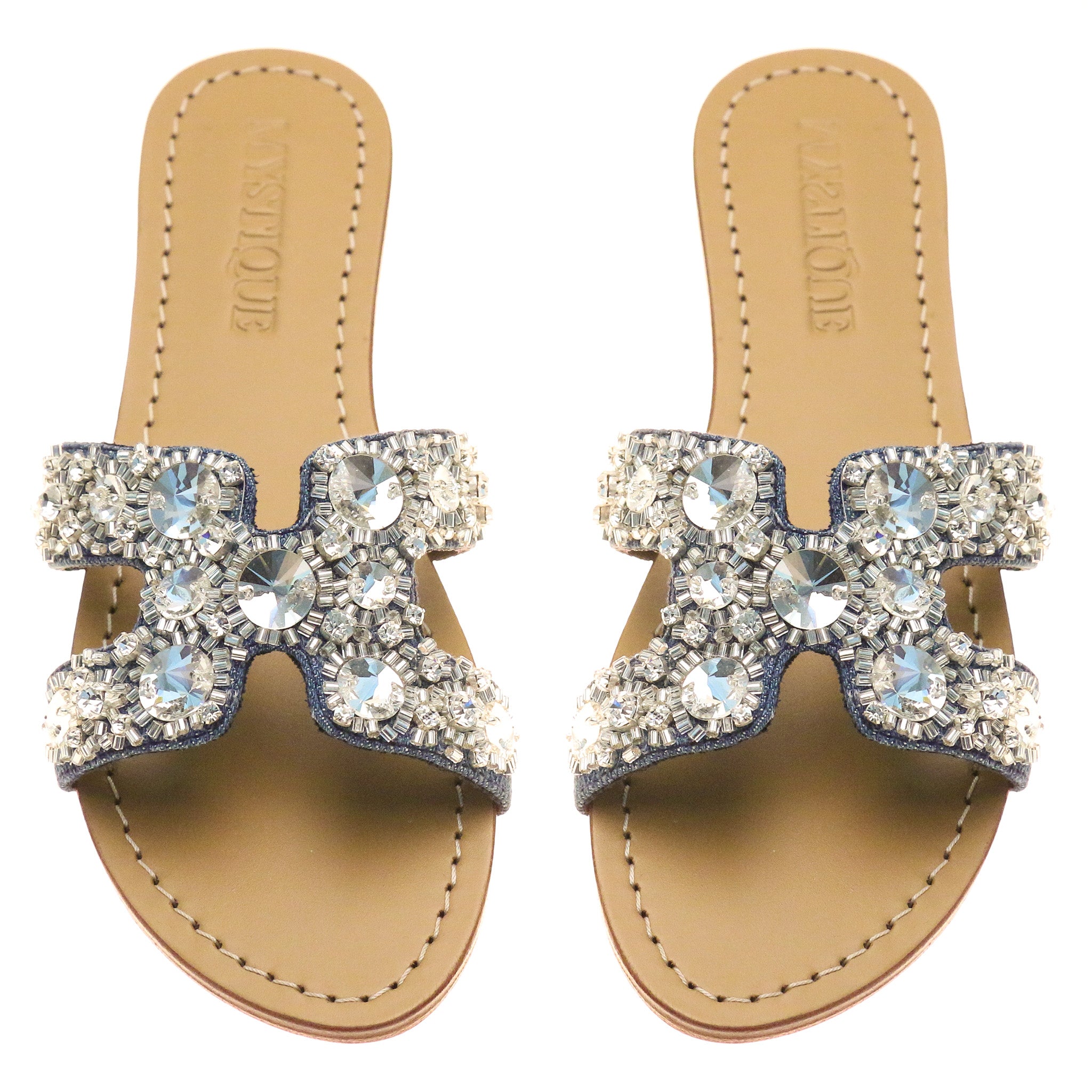 Anderson - Women's Embellished Denim Sandals | Mystique Sandals