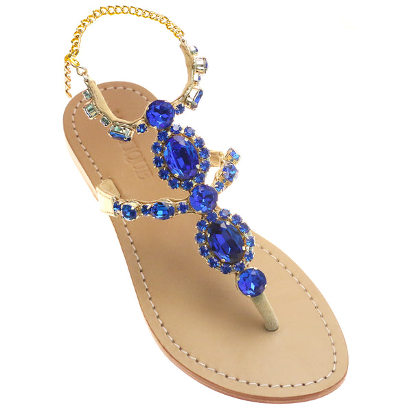 Women's Blue Cobalt Tangle Thong Slingback Flat Sandal Madden Girl Size 7.5  NWOB | eBay
