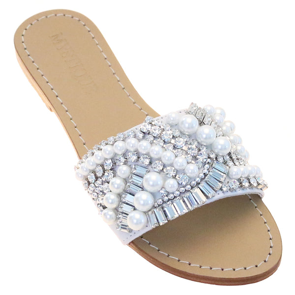 Jeweled & Embellished Flat Leather Women's Sandals | Mystique Sandals ...