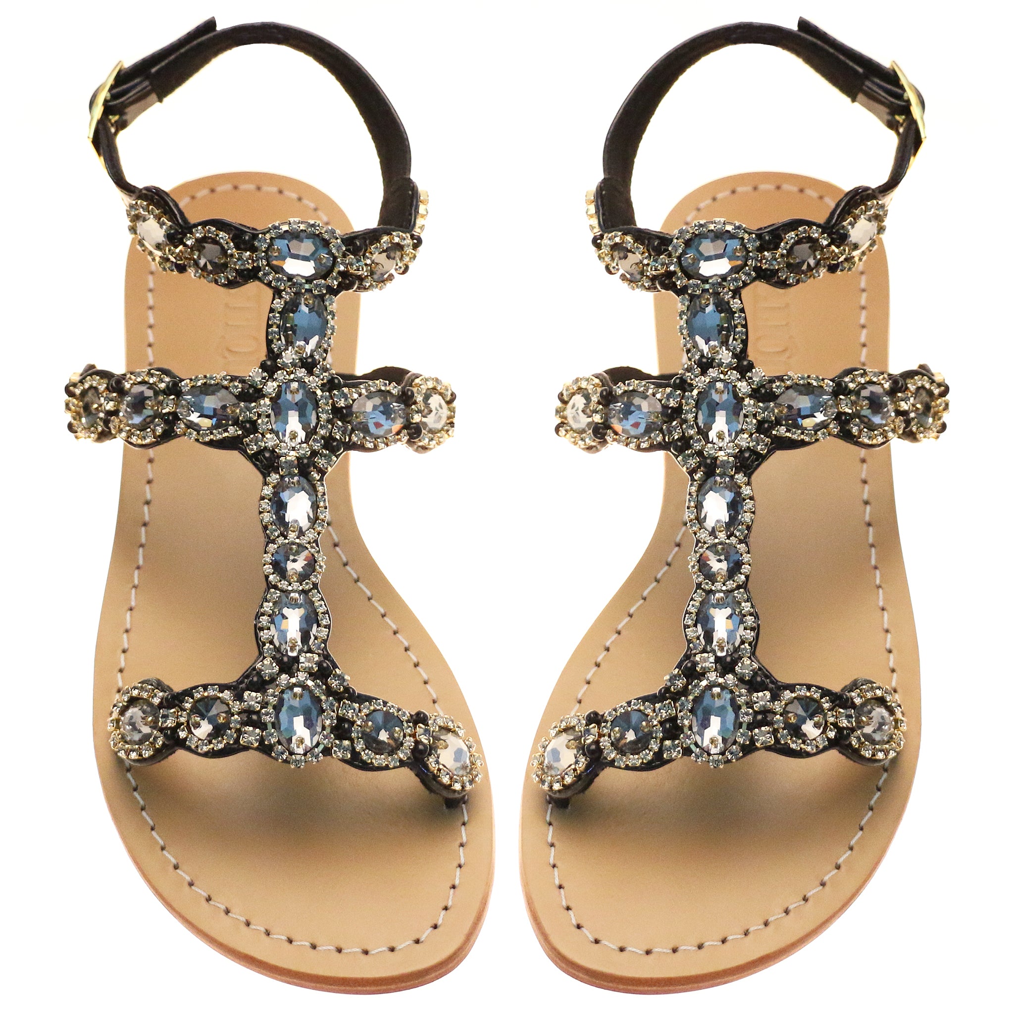 Martha's Vineyard - Women's Leather Jeweled Sandals | Mystique Sandals