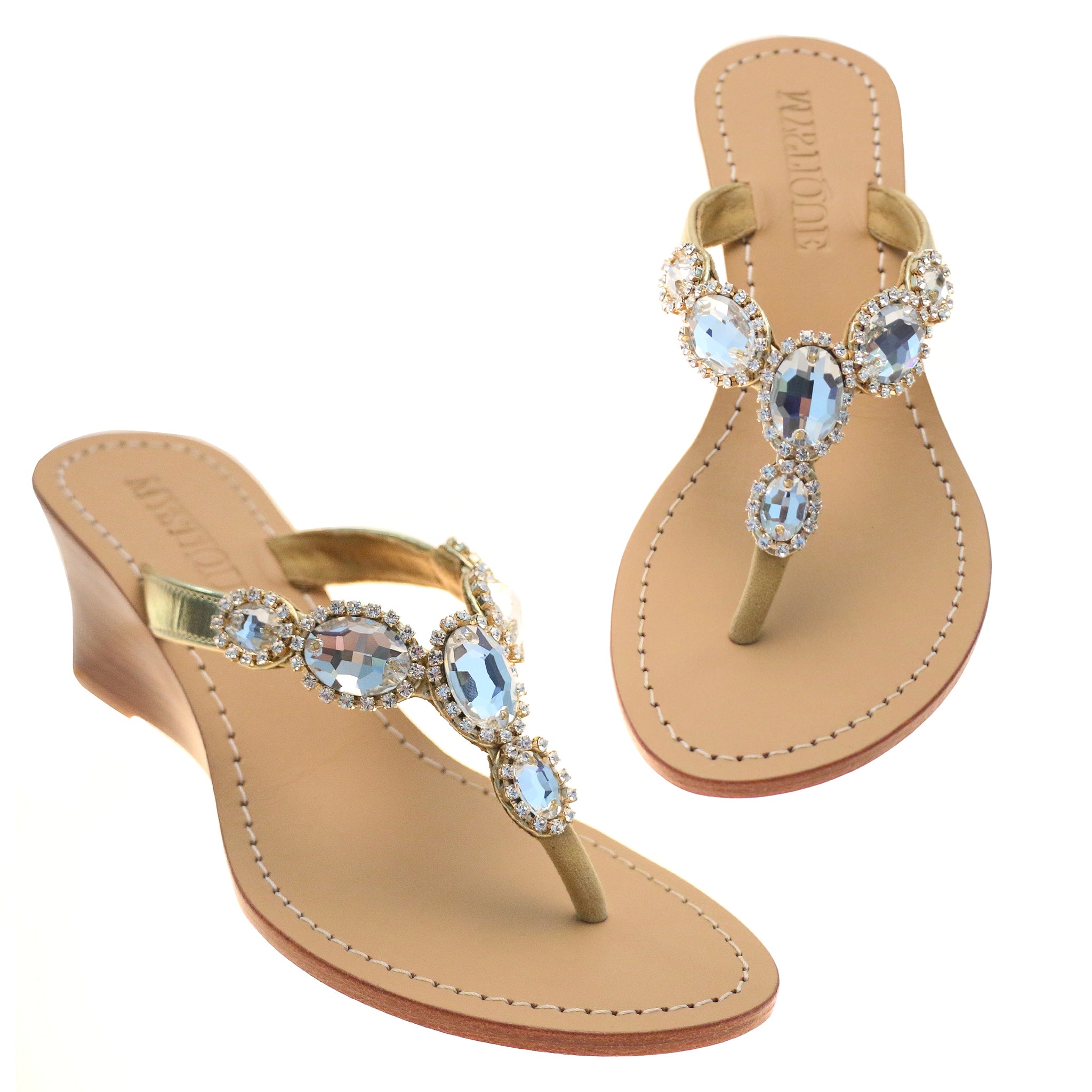 Bahamas - Women's Jeweled Wedge Sandals - Mystique Sandals