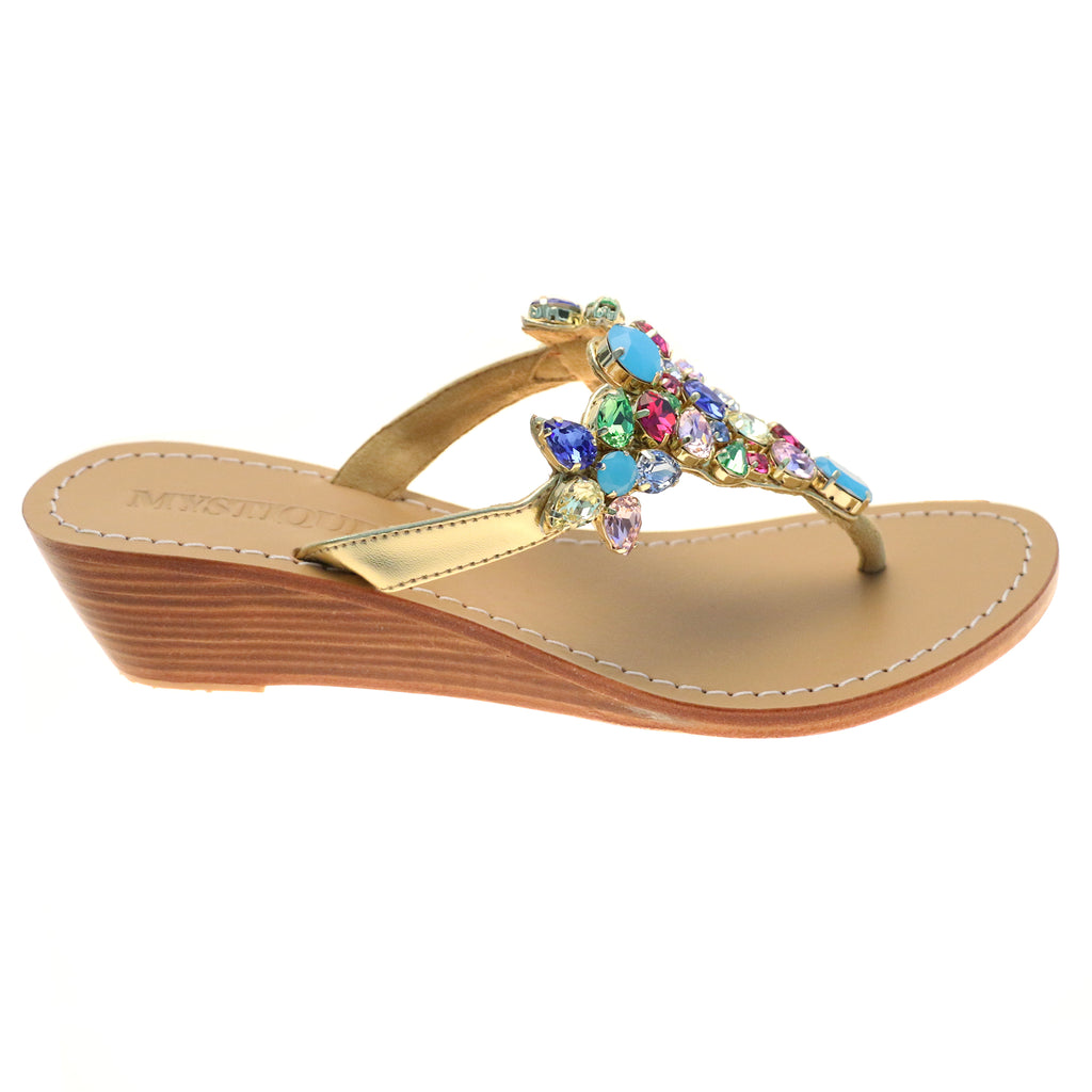 Costa Rica - Women's Multi Jeweled Wedge Sandals | Mystique Sandals